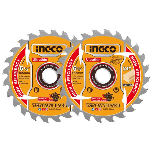 287985 Sierra p/mad 6-1/2"x1" set 2pz 24 dientes Ingco
