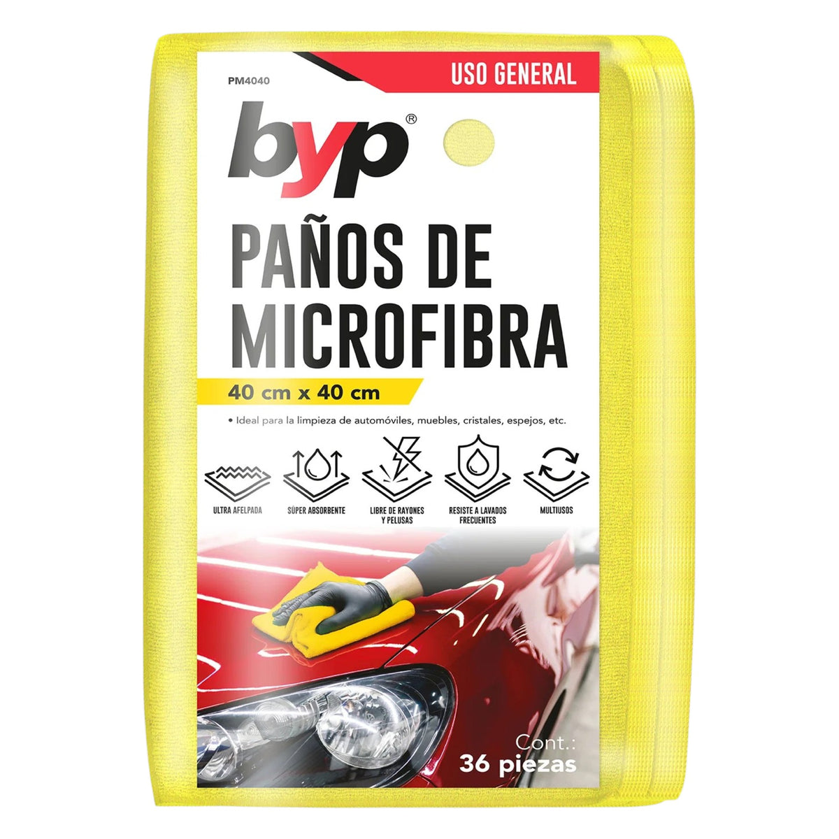 Toalla de microfibra BYP PM4040 40 x 40 cm con 36 piezas