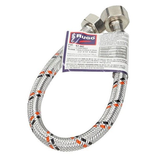 5367 Manguera para sanitario de aluminio 1/2" x 7/8" 035cm 67ME Rugo