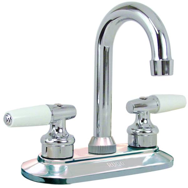 5647 Mezcladora lavabo de bronce tipo bar maneral palanca 1/4 de vuelta cromada 24IP Rugo