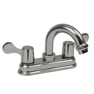 5691 Mezcladora lavabo de bronce tipo curvo maneral palanca 1/4 de vuelta cromada 24PP Rugo