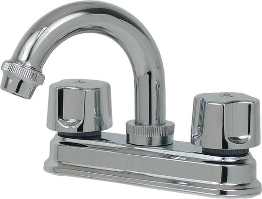 5713 Mezcladora lavabo de bronce tipo curvo maneral standard 1/4 de vuelta cromada 24T Rugo