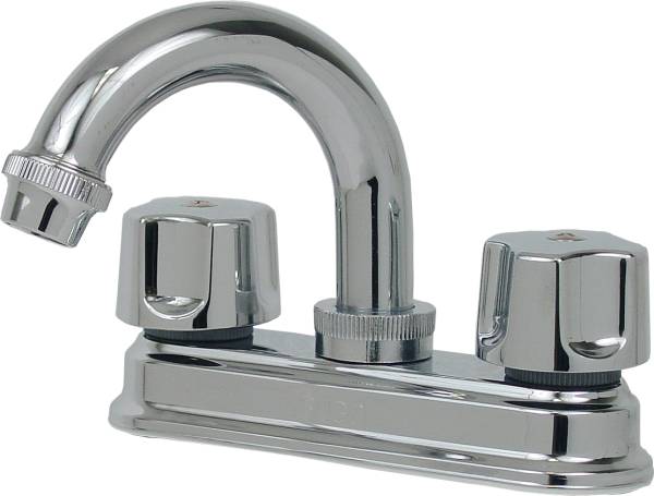 5713 Mezcladora lavabo de bronce tipo curvo maneral standard 1/4 de vuelta cromada 24T Rugo