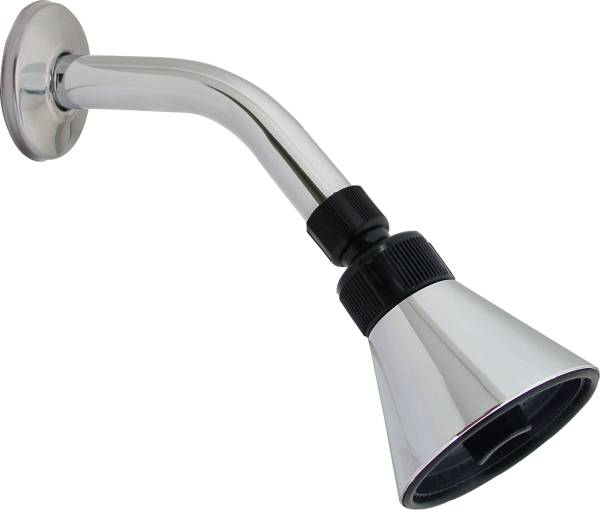 5764 Regadera con brazo redonda 03" plastica cromada satelite 44S Rugo