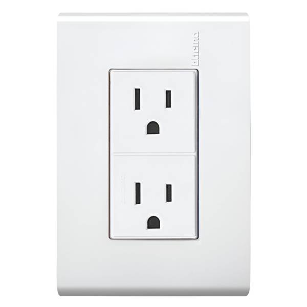 6323 Placa con contacto duplex 2p+t blanco Modus Bticino