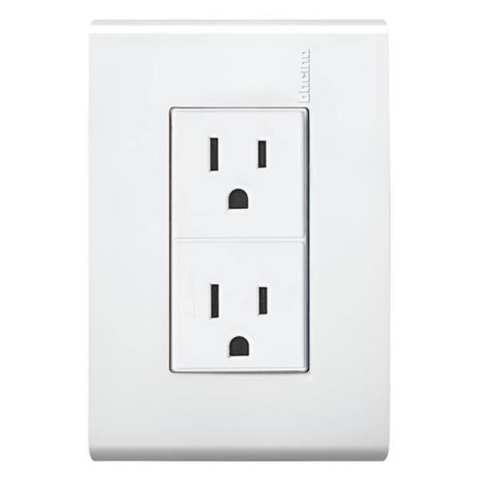 6323 Placa con contacto duplex 2p+t blanco Modus Bticino