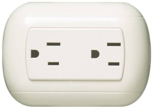 6554 Contacto duplex 2p+t blanco Oval Sobreponer Bticino