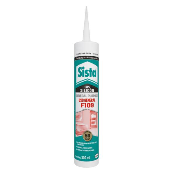 6594 Silicon 100% cartucho 300ml transparente F109 Sista