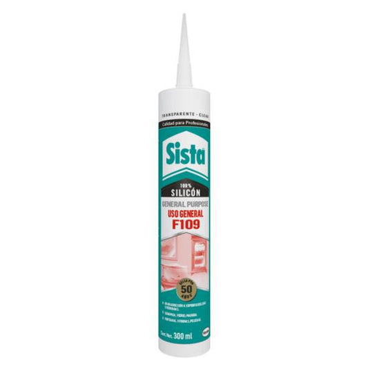 6594 Silicon 100% cartucho 300ml transparente F109 Sista