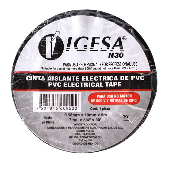 665 Cinta de aislar 19mm x 18mts negra L x 66BK Igesa