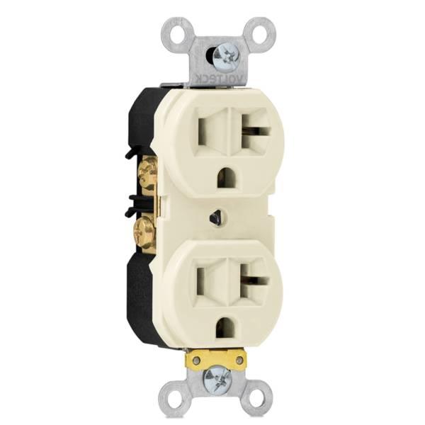 696 Contacto duplex 2p+t 3 hilos marfil Standard 20a Volteck