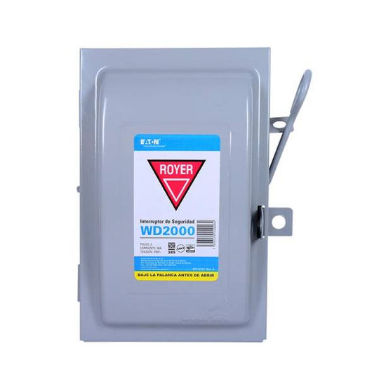 7636 Interruptor seguridad 2 x 30 x 250 127v base plastica wd2000 ROYER