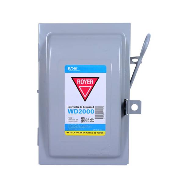 7636 Interruptor seguridad 2 x 30 x 250 127v base plastica wd2000 ROYER