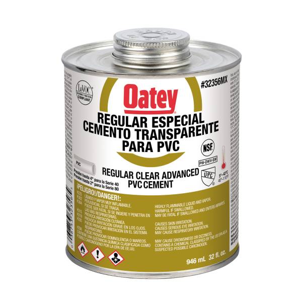 6565 Pegamento para PVC 946ml 1lt etiqueta dorada Oatey
