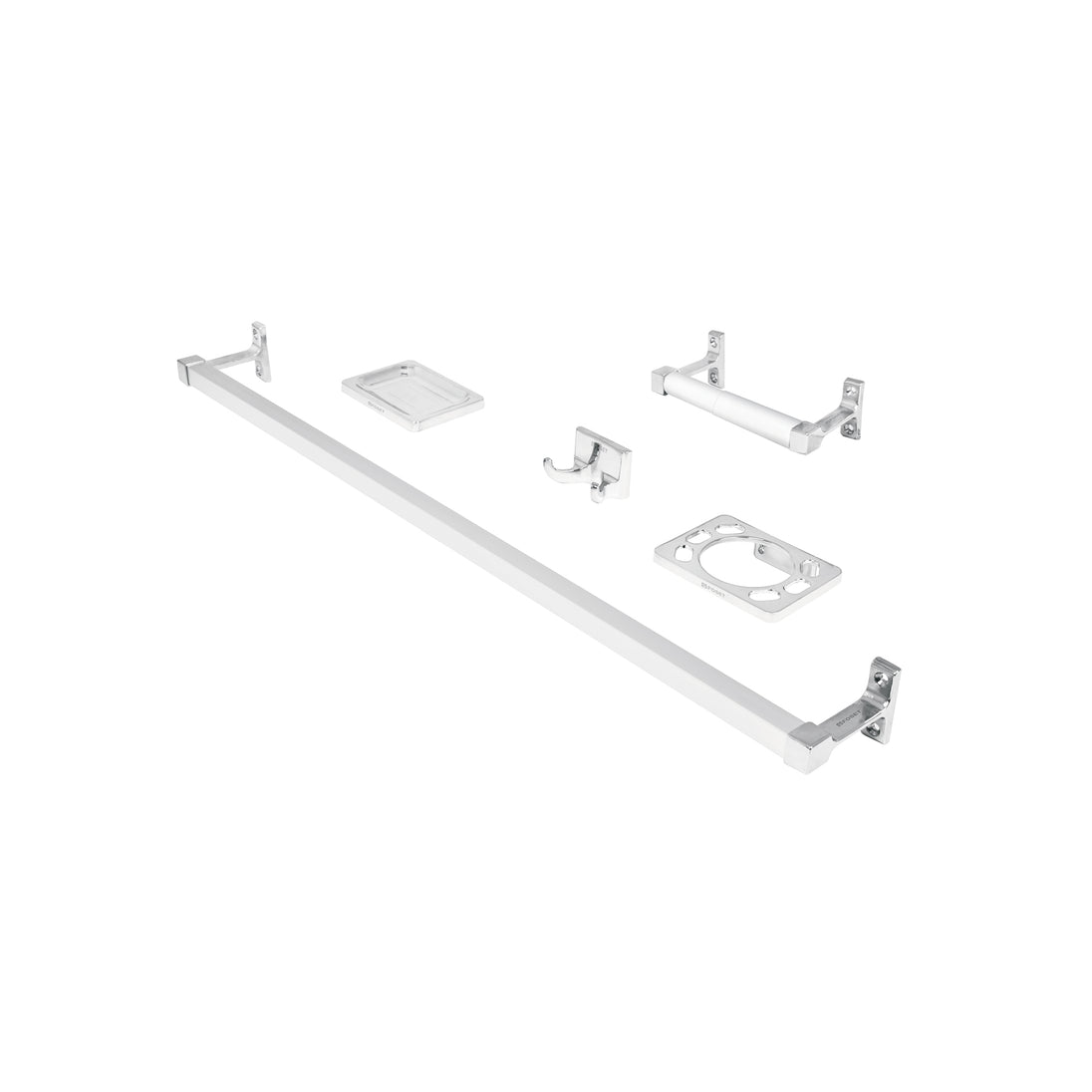 A-900 Juego de 5 accesorios para baño, metálicos, cromo, BASIC