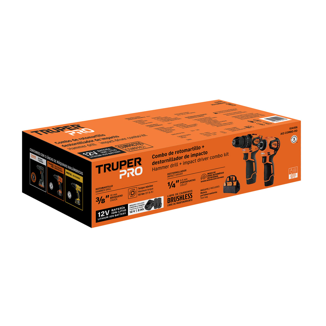 Combo Rotomartillo Truper A12-COMBO-RD, 12V, 180 Nm