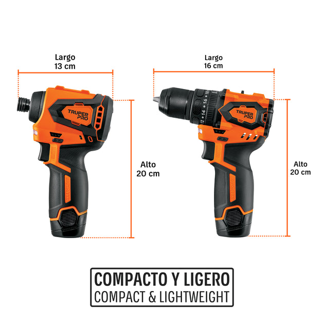 Combo Rotomartillo Truper A12-COMBO-RD, 12V, 180 Nm