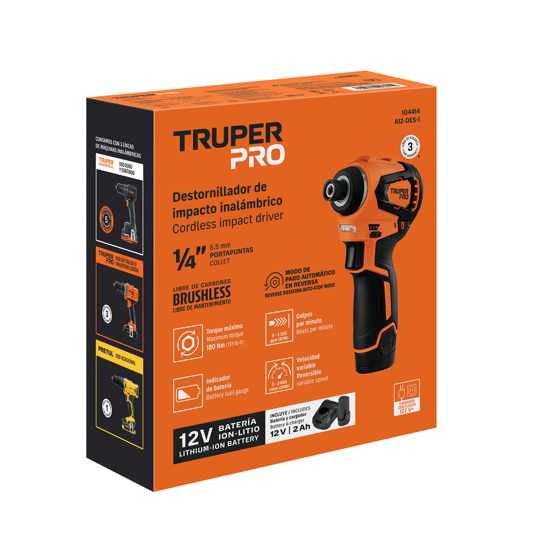 Destornillador de Impacto Truper A12-DES-1, 12 V, Torque 180 Nm