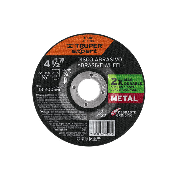 ABT-386 Disco Tipo 27 de 4-1/2" x 6.4 mm desbaste de metal, Expert