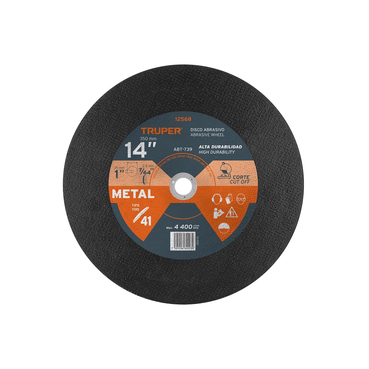 ABT-739 Disco Tipo 41 de 14" x 3.1 mm para corte de metal, TRUPER