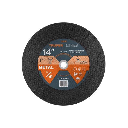 ABT-739 Disco Tipo 41 de 14" x 3.1 mm para corte de metal, TRUPER