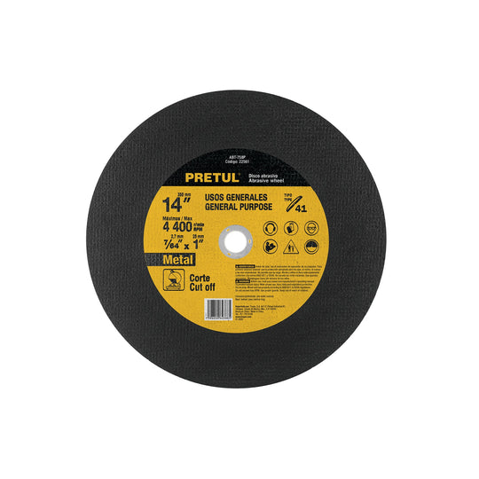 ABT-758P Disco Tipo 41 de 14" x 3.1 mm para corte de metal, PRETUL
