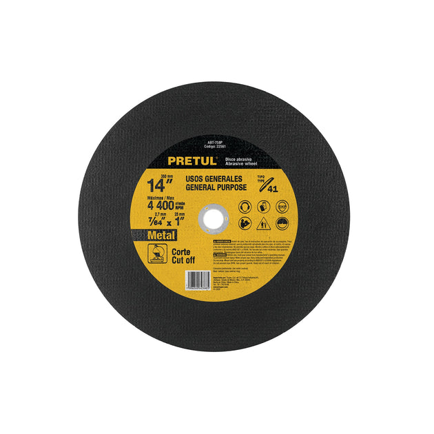 ABT-758P Disco Tipo 41 de 14" x 3.1 mm para corte de metal, PRETUL