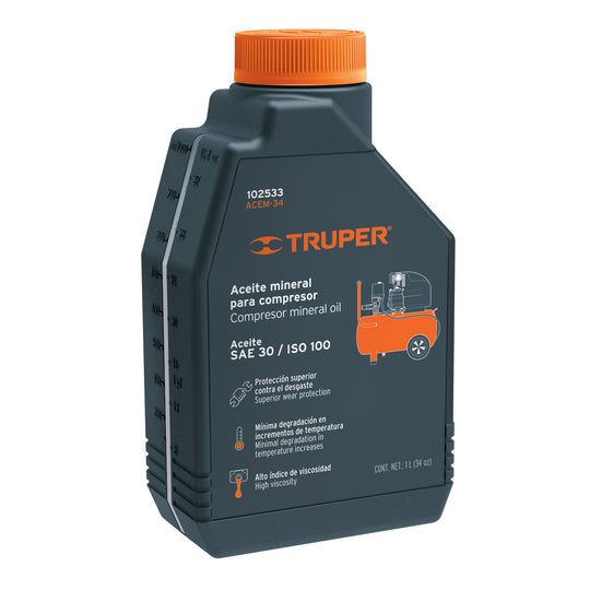 ACEM-34 Aceite mineral para compresor 1000ml (34oz), Truper