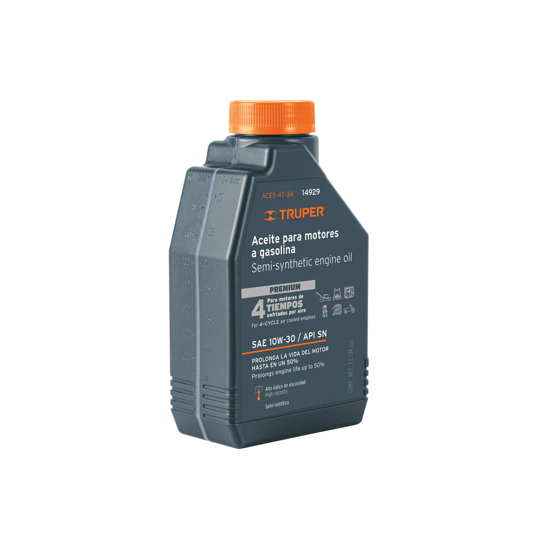 ACES-4T-34 Aceite semi-sintético, 4 tiempos, 1000ml (34 oz), Truper
