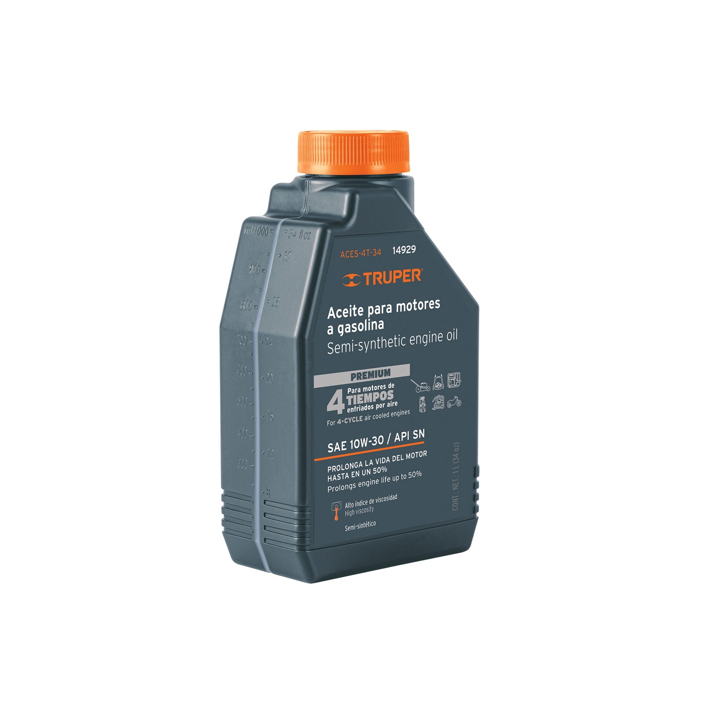 ACES-4T-34 Aceite semi-sintético, 4 tiempos, 1000ml (34 oz), Truper