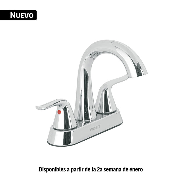 AEM-48 Mezcladora lavabo 4" cromo, cuello alto, palanca, FOSET AERO
