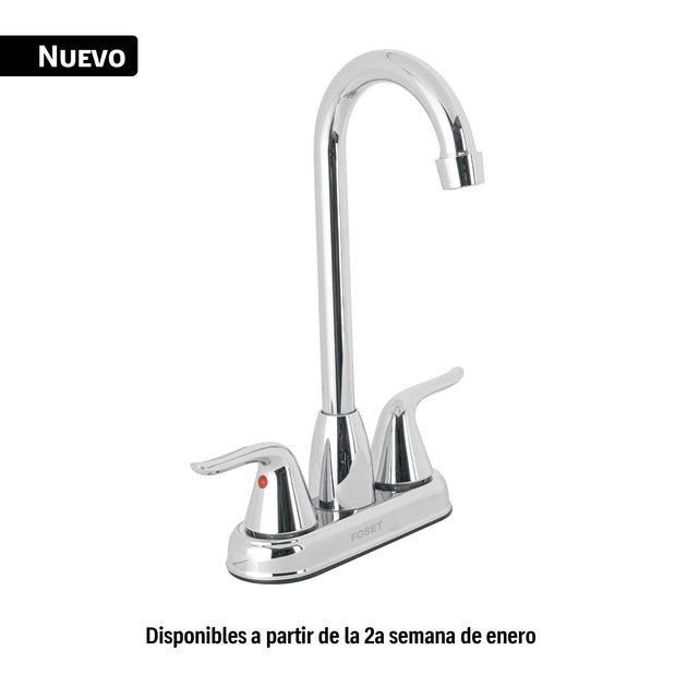 AEM-49 Mezcladora lavabo 4" cromo, tipo bar, palanca, FOSET AERO
