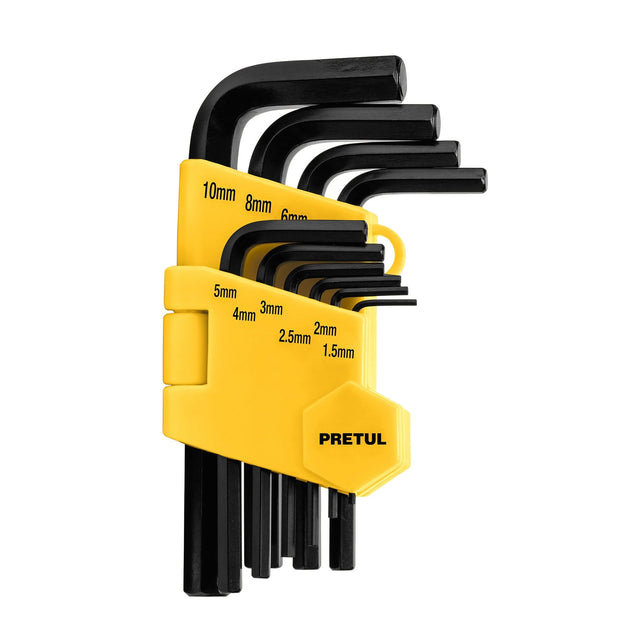 ALL-10M-P Juego 10 llaves allen mm punta hex con organizador, PRETUL