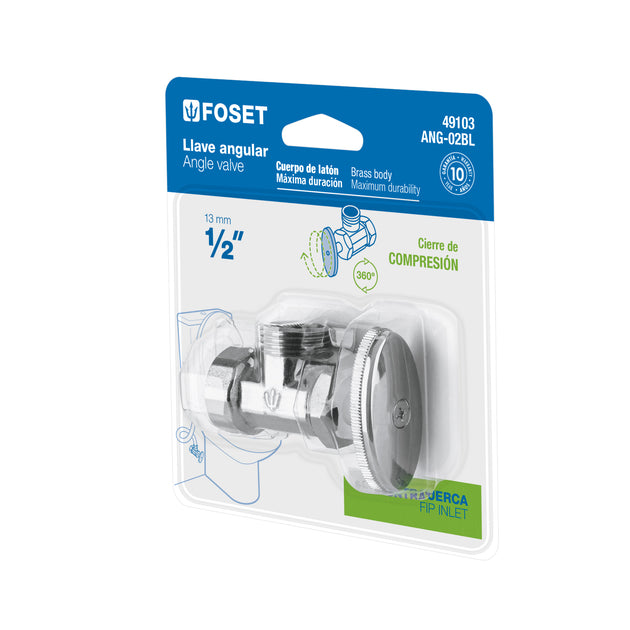 ANG-02BL Llave angular 1/2", multivuelta, roscable, blíster, FOSET