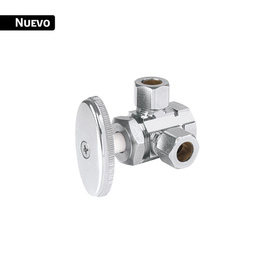Llave Ángulo Doble Foset ANG-13 Latón 1/2" NPT x 3/8" | Barrilito