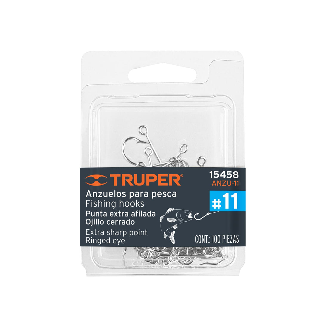 ANZU-11 Blíster con 100 anzuelos para pesca # 11, Truper