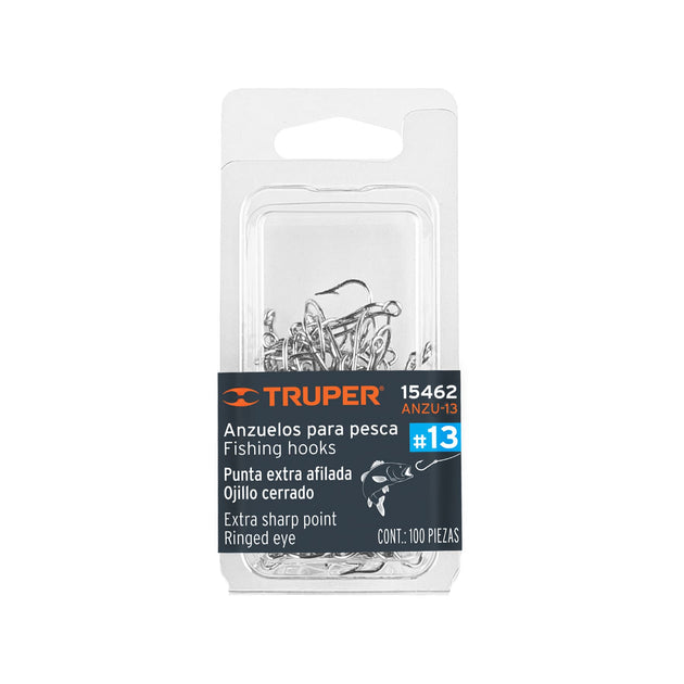 ANZU-13 Blíster con 100 anzuelos para pesca # 13, Truper