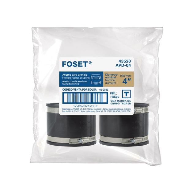 Acople Reparación Foset APD-04 4" | Abrazadera Ajustable Inox