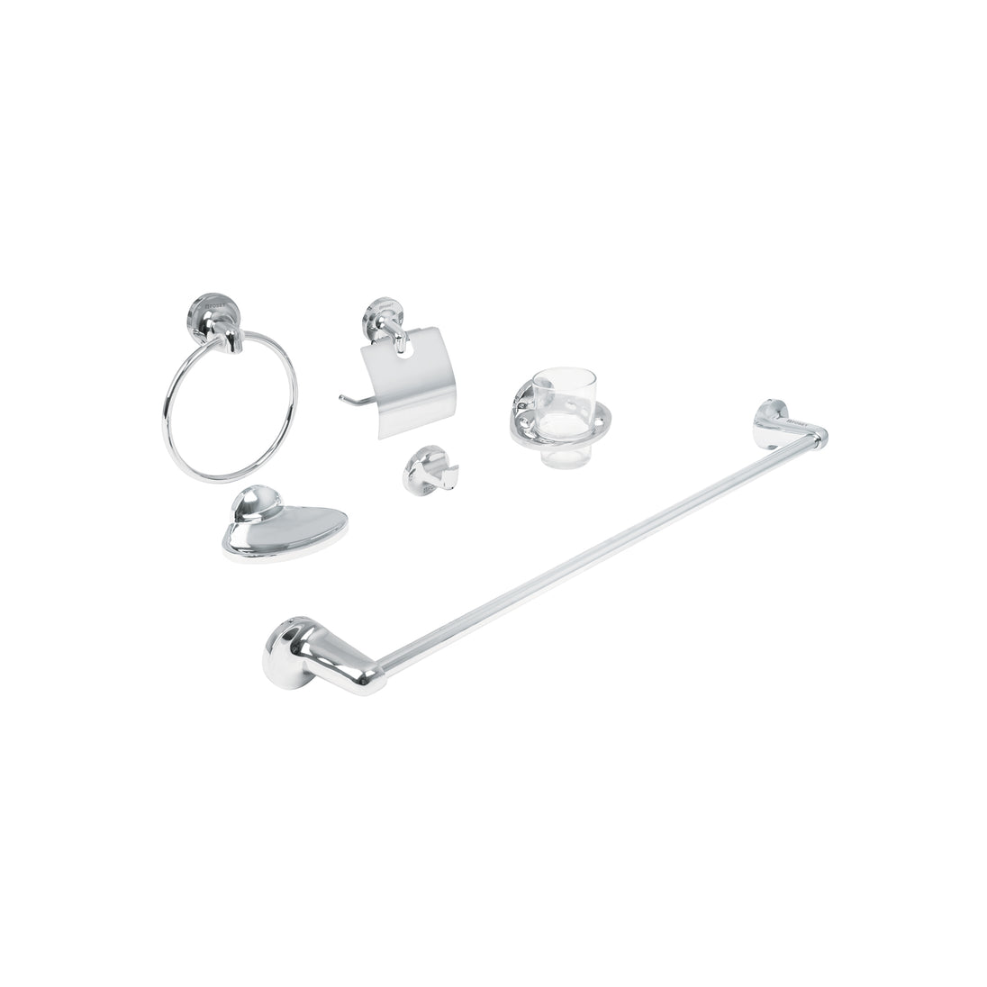 AQA-4000 Juego de 6 accesorios para baño redondos, cromo, FOSET AQUA
