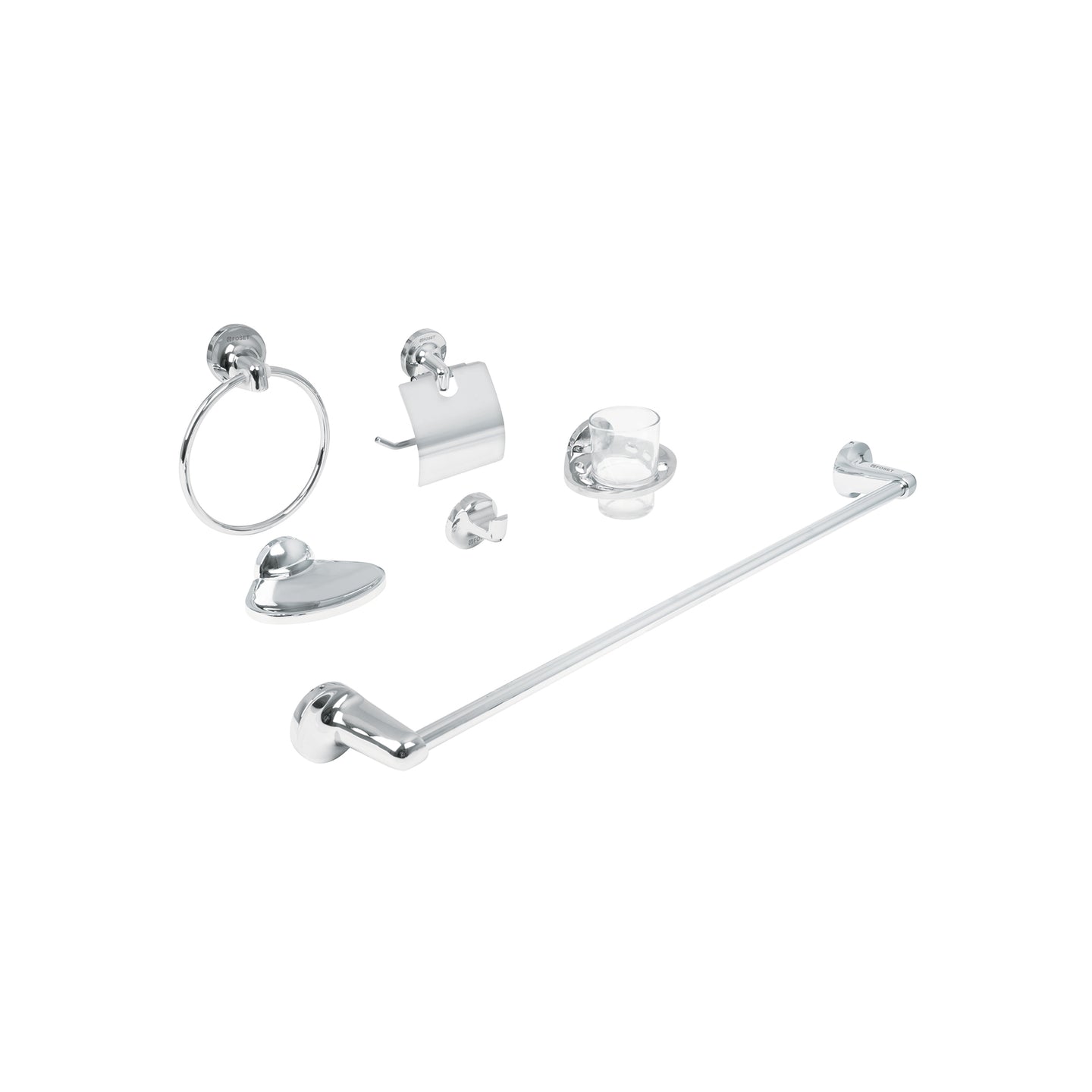 AQA-4000 Juego de 6 accesorios para baño redondos, cromo, FOSET AQUA