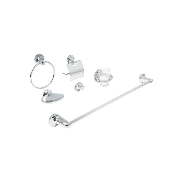 AQA-4000 Juego de 6 accesorios para baño redondos, cromo, FOSET AQUA