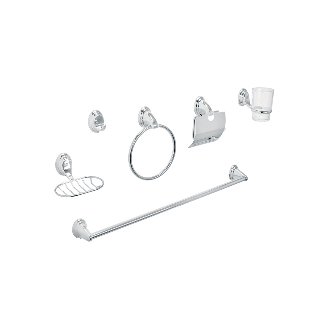 AQA-4003 Juego de 6 accesorios para baño, cromo, FOSET AQUA