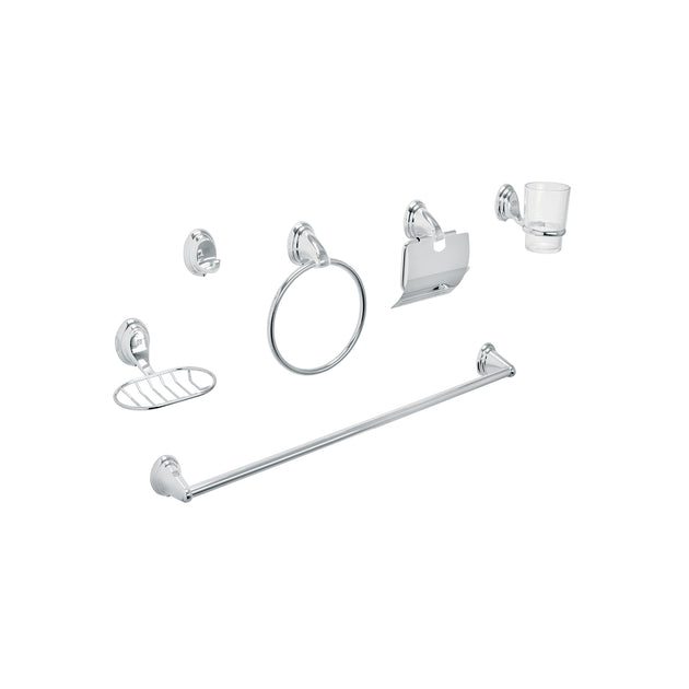 AQA-4003 Juego de 6 accesorios para baño, cromo, FOSET AQUA