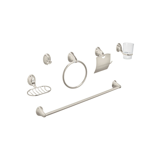AQA-4003N Juego de 6 accesorios para baño, níquel satín, FOSET AQUA