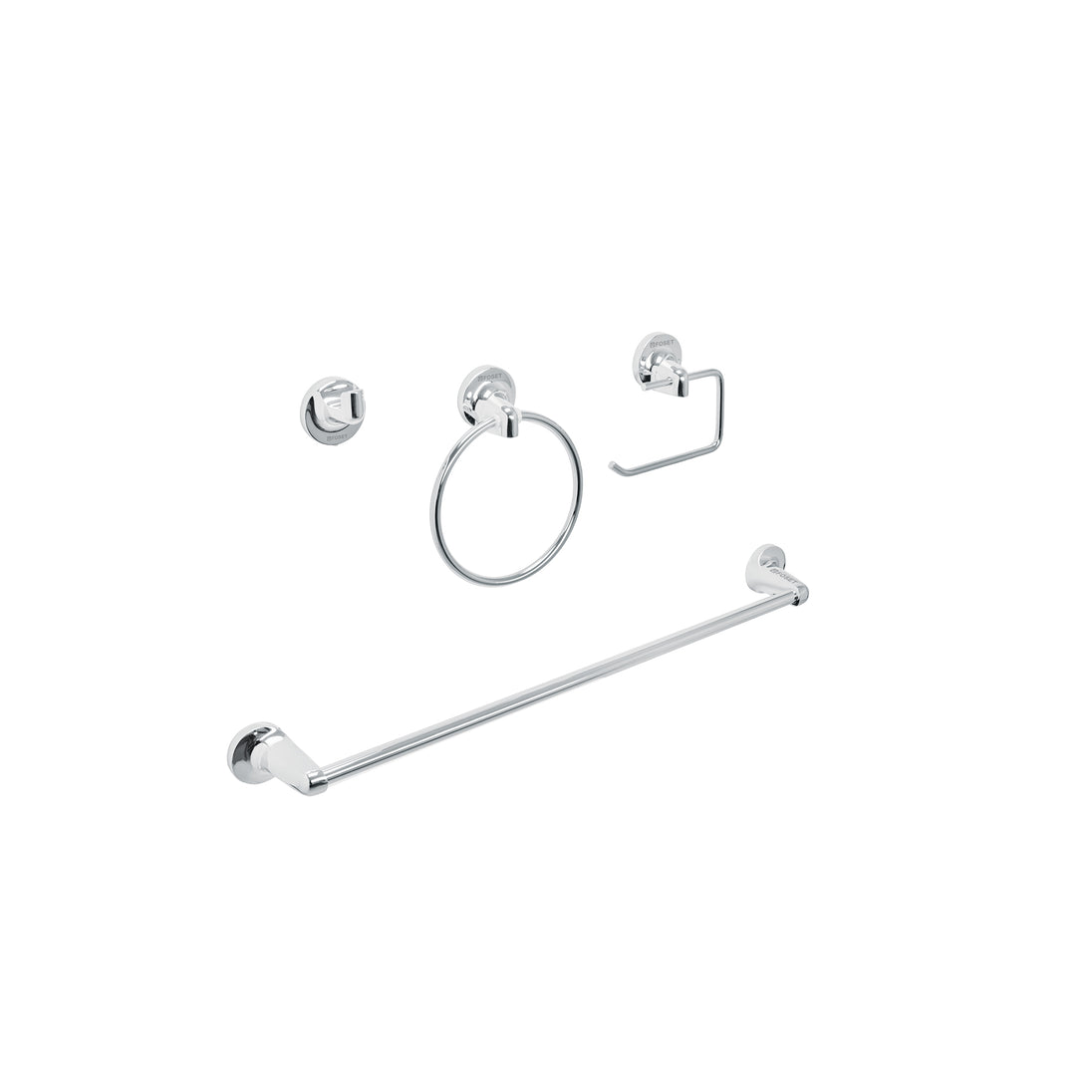 AQA-4004 Juego de 4 accesorios para baño, cromo, FOSET AQUA