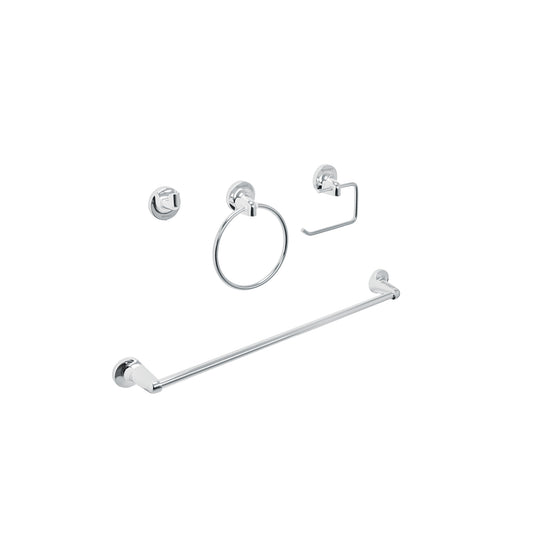 AQA-4004 Juego de 4 accesorios para baño, cromo, FOSET AQUA