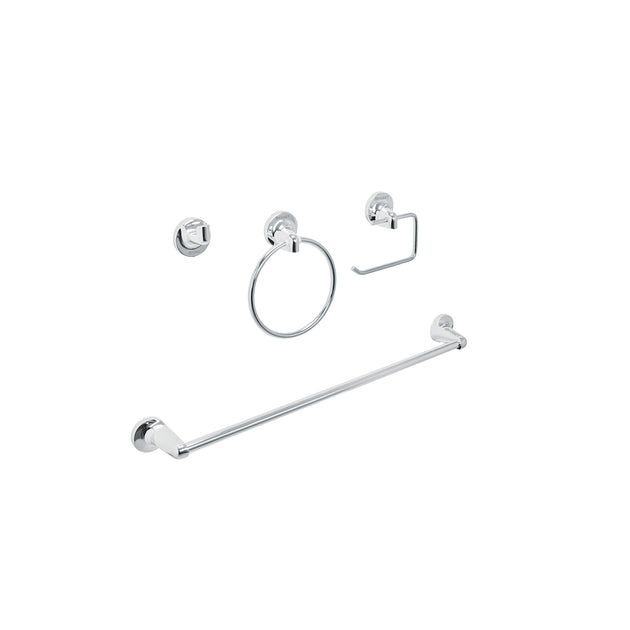 AQA-4004 Juego de 4 accesorios para baño, cromo, FOSET AQUA