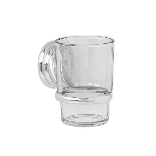 AQA-81 Portavaso cepillero con vaso de vidrio, cromo, FOSET AQUA