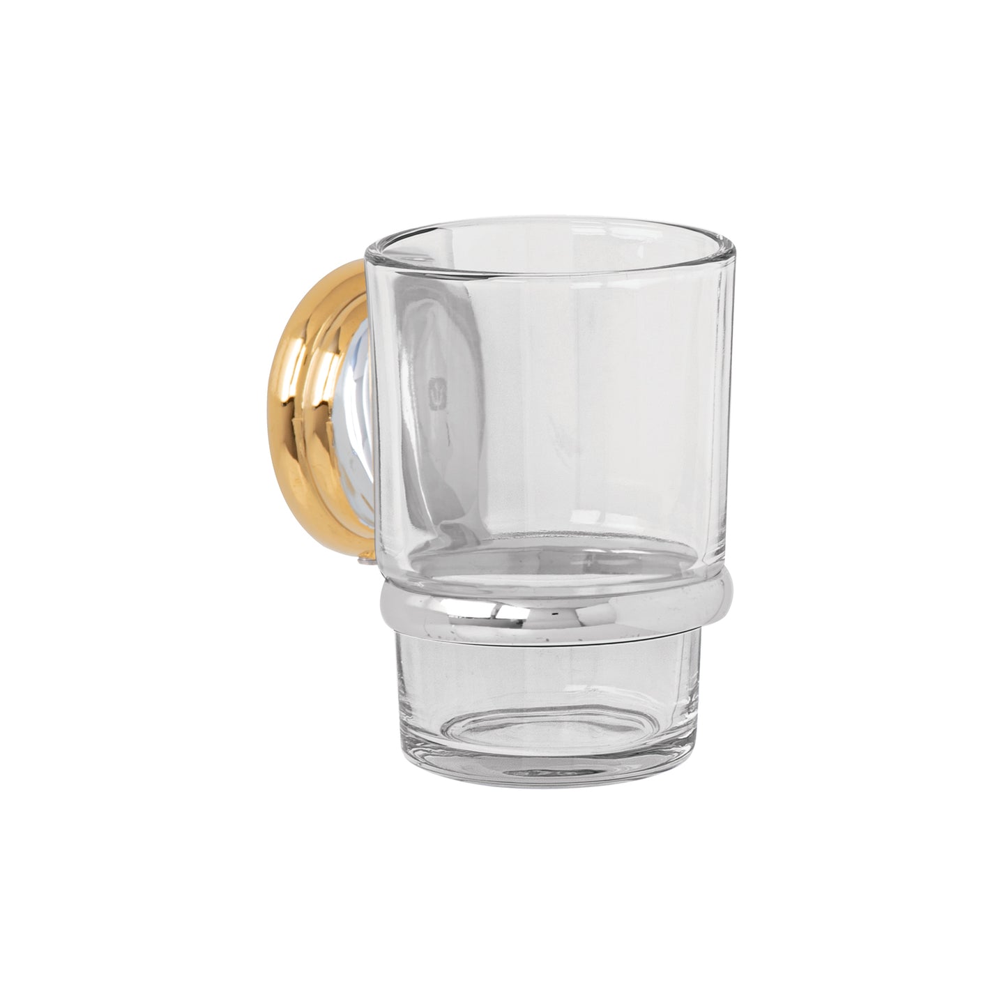 AQA-81G Portavaso cepillero con vaso de vidrio, cromo-oro,FOSET AQUA