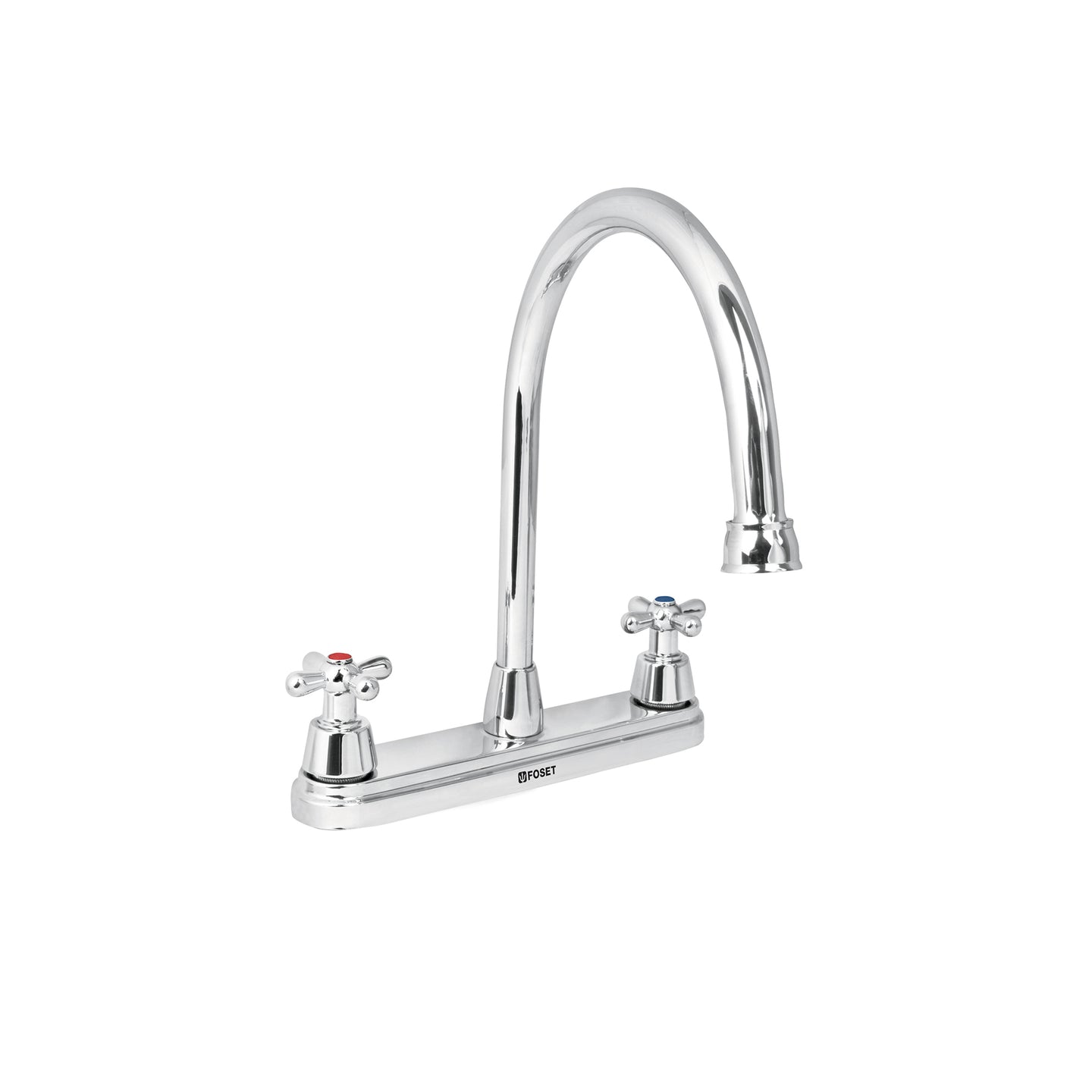 AQF-81 Mezcladora fregadero 8" cromo, cuello largo, cruceta, AQUA
